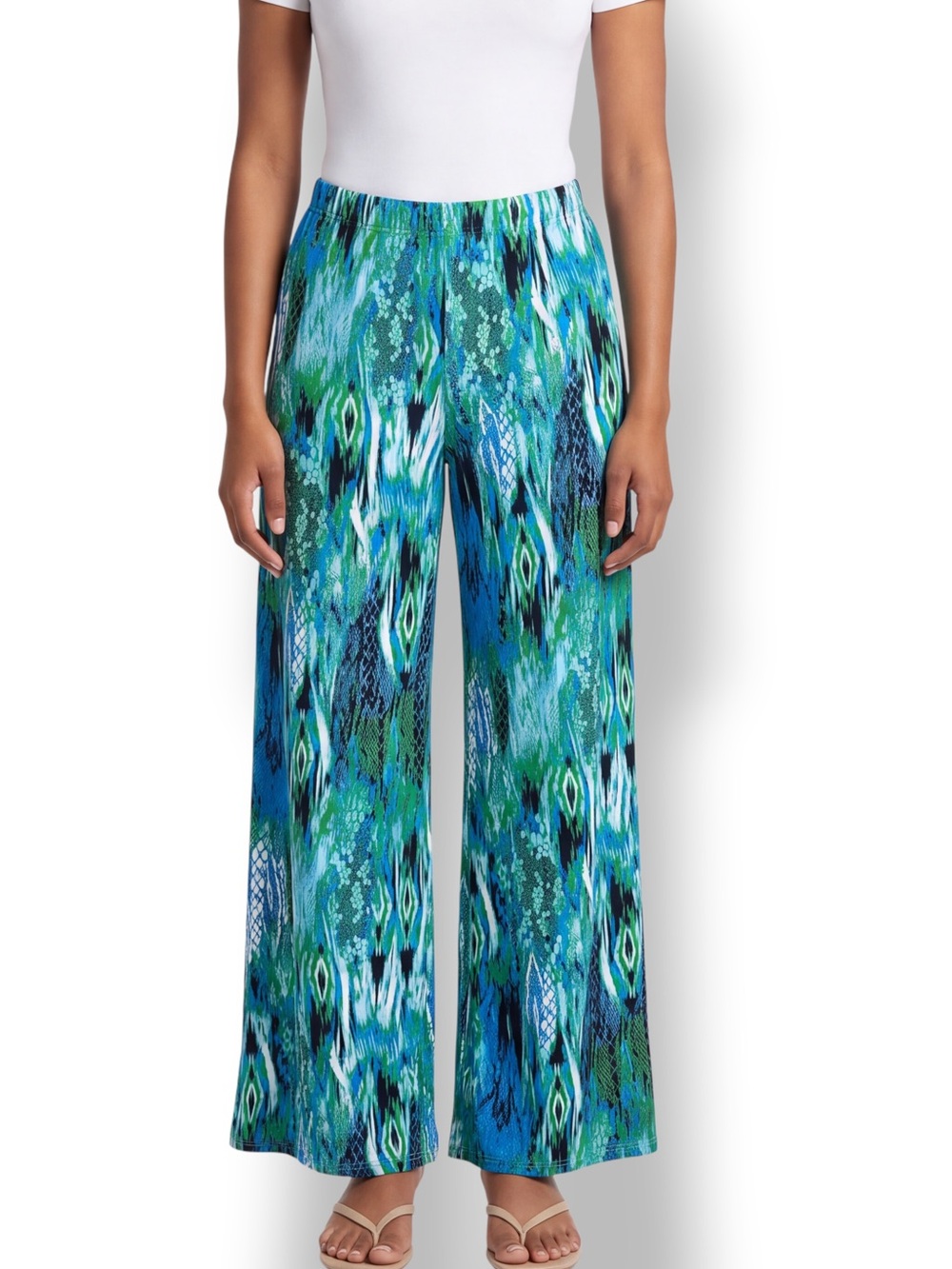 4/$20 The Pyramid Collection Blue Green Boho Palazzo Pants Made in USA Medium